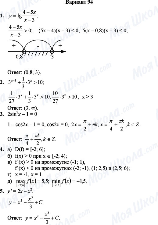 ГДЗ Математика 11 клас сторінка Вариант 94
