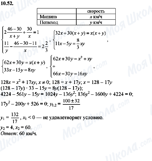 ГДЗ Алгебра 8 класс страница 10.52