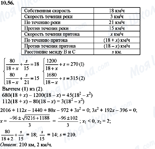 ГДЗ Алгебра 8 класс страница 10.56