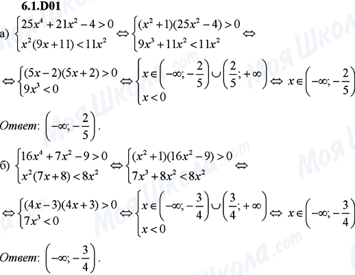 ГДЗ Алгебра 9 клас сторінка 6.1.D01