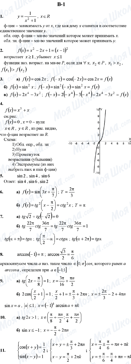 ГДЗ Алгебра 10 клас сторінка В-1