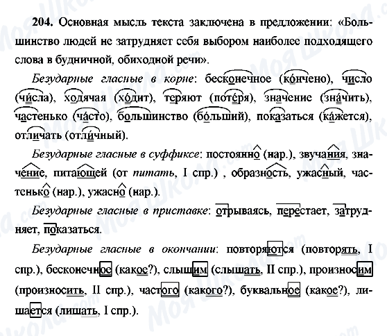 ГДЗ Російська мова 9 клас сторінка 204