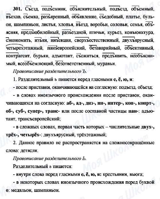 ГДЗ Російська мова 9 клас сторінка 301