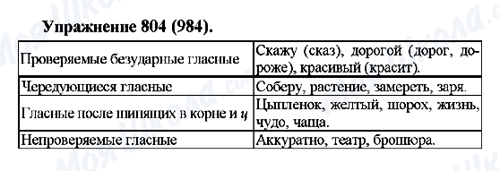 ГДЗ Російська мова 5 клас сторінка 804(984)