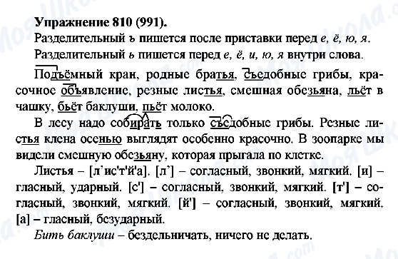 ГДЗ Російська мова 5 клас сторінка 810(991)