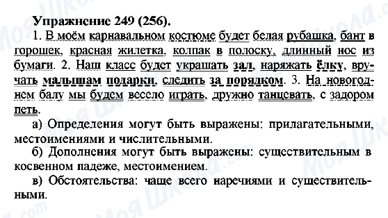 ГДЗ Російська мова 5 клас сторінка 249(256)