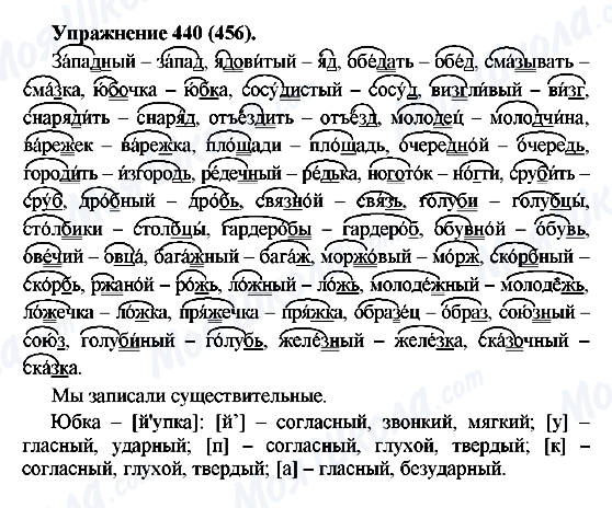 ГДЗ Російська мова 5 клас сторінка 440(456)
