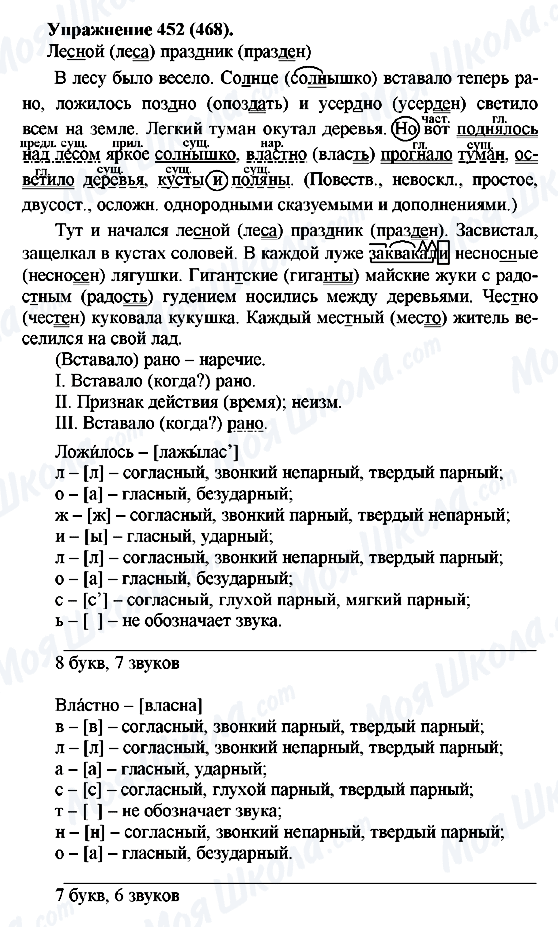 ГДЗ Російська мова 5 клас сторінка 452(468)