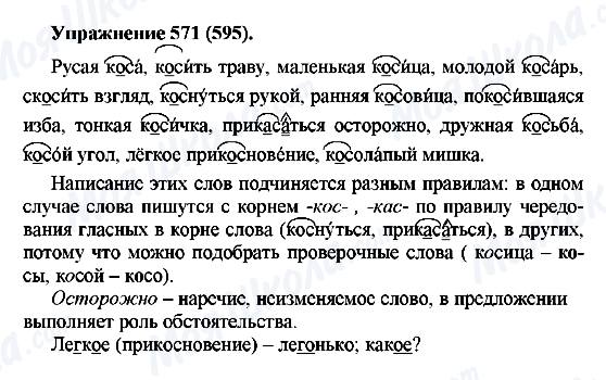 ГДЗ Російська мова 5 клас сторінка 571(595)