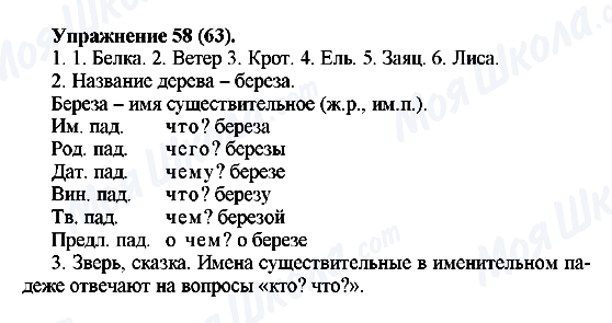 ГДЗ Російська мова 5 клас сторінка Упражнение58(63)