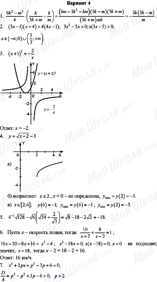 ГДЗ Алгебра 8 класс страница Вариант-4