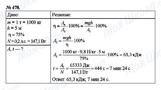 ГДЗ Фізика 7 клас сторінка 478