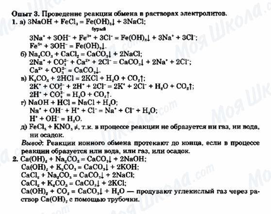 ГДЗ Хімія 9 клас сторінка Опыт 3. Проведение реакции обмена в растворах электролитов