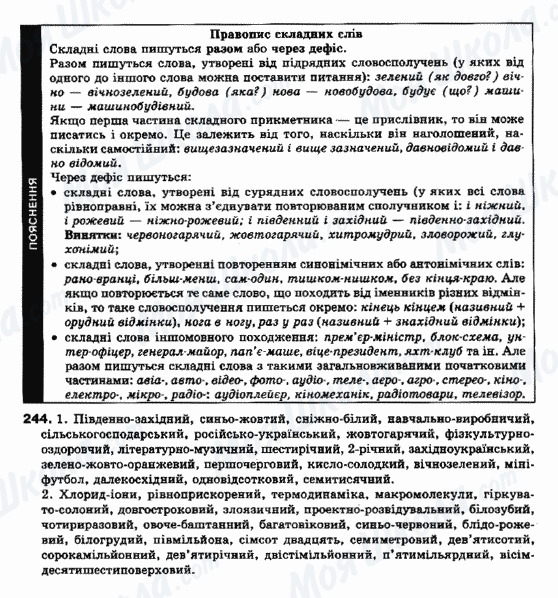 ГДЗ Українська мова 10 клас сторінка 244