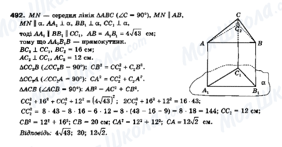 ГДЗ Геометрія 10 клас сторінка 492