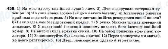 ГДЗ Українська мова 10 клас сторінка 458