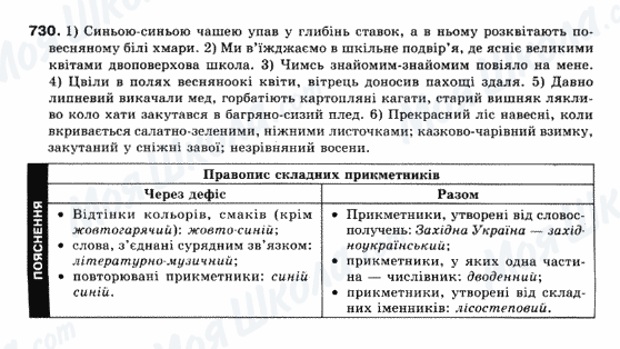 ГДЗ Українська мова 10 клас сторінка 730