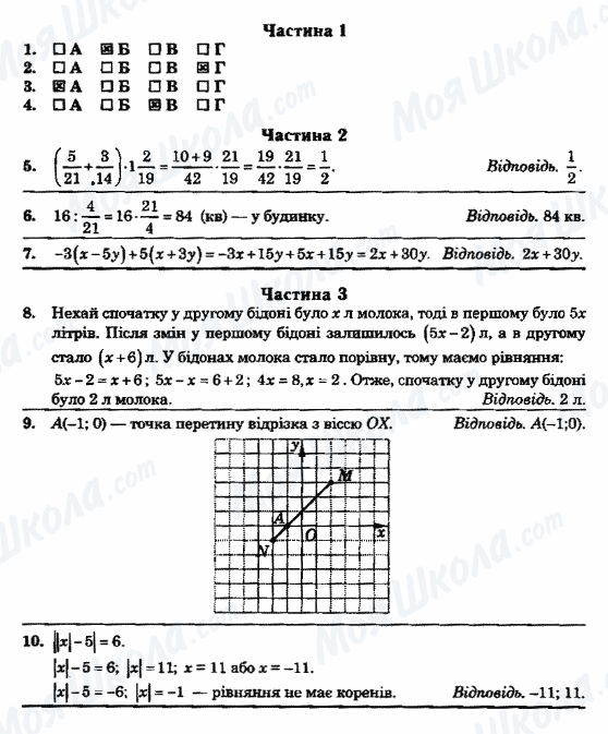 ГДЗ Математика 6 клас сторінка ВАРІАНТ-1