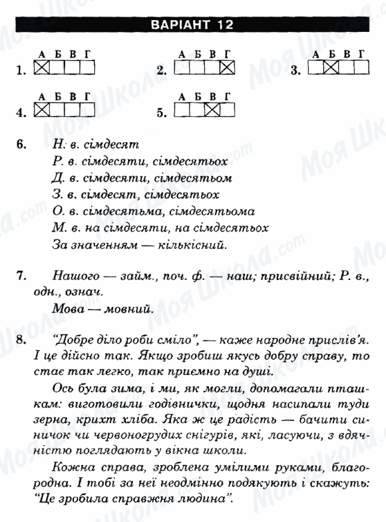 ГДЗ Укр мова 6 класс страница Варіант-12
