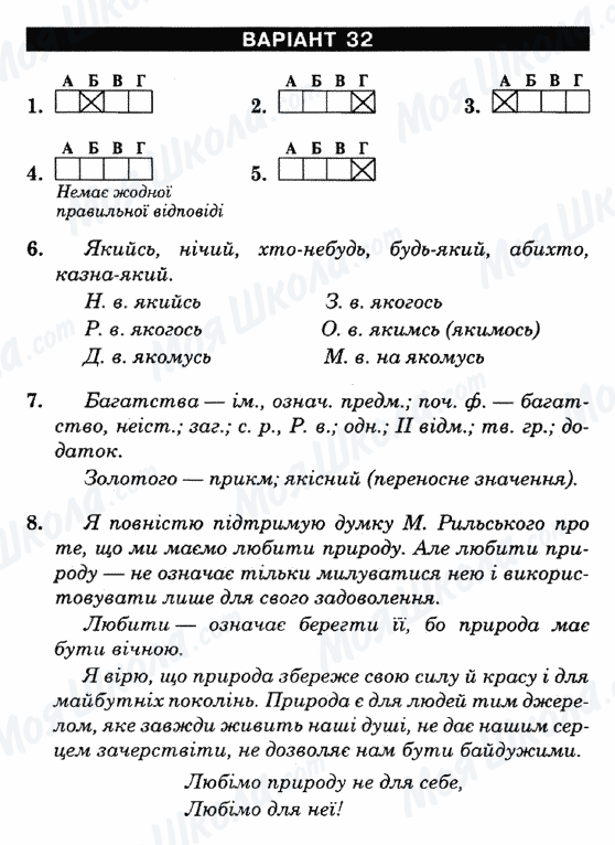 ГДЗ Українська мова 6 клас сторінка Варіант-32