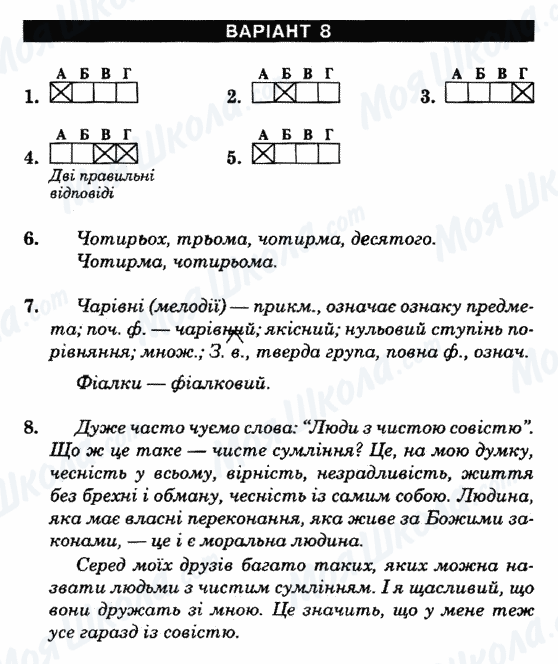 ГДЗ Українська мова 6 клас сторінка Варіант-8