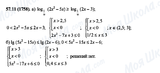 ГДЗ Алгебра 10 клас сторінка 57.11(1758)