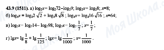 ГДЗ Алгебра 10 класс страница 43.9(1511)