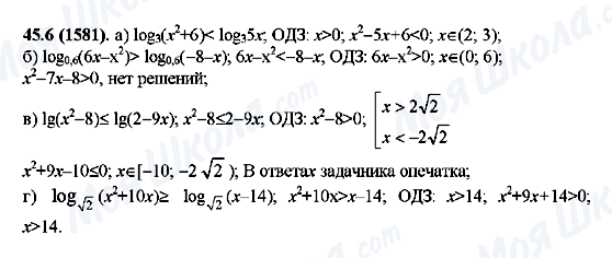 ГДЗ Алгебра 10 клас сторінка 45.6(1581)