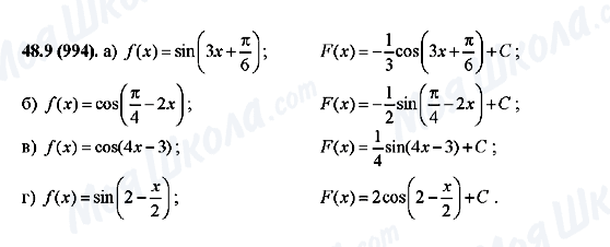 ГДЗ Алгебра 10 клас сторінка 48.9(994)