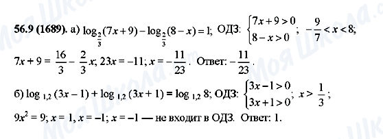 ГДЗ Алгебра 10 клас сторінка 56.9(1689)