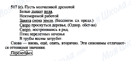 ГДЗ Російська мова 6 клас сторінка 517(с)