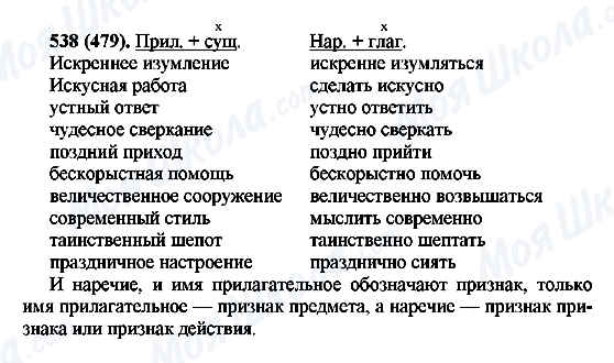 ГДЗ Російська мова 6 клас сторінка 538(479)