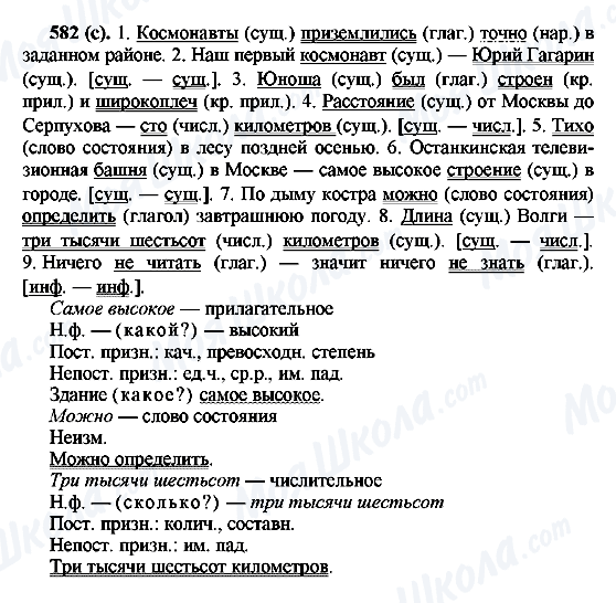 ГДЗ Русский язык 6 класс страница 582(с)