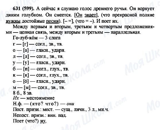 ГДЗ Російська мова 6 клас сторінка 631(599)