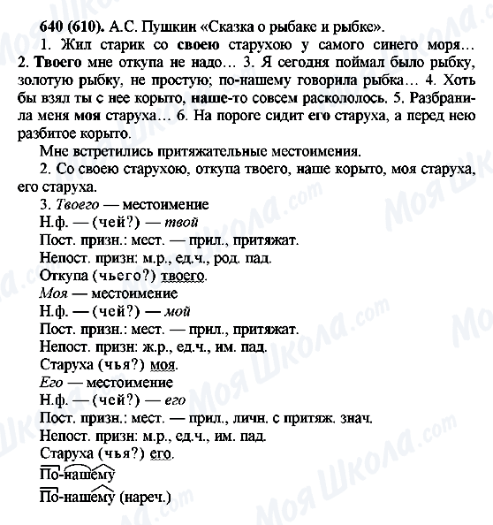 ГДЗ Російська мова 6 клас сторінка 640(610)