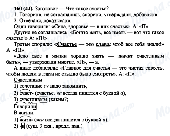 ГДЗ Російська мова 6 клас сторінка 160(43)