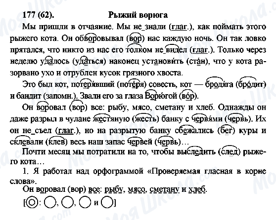 ГДЗ Російська мова 6 клас сторінка 177(62)