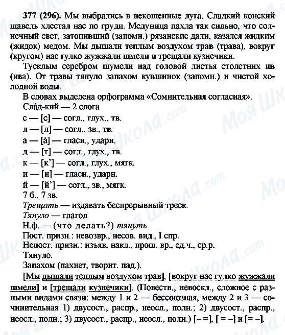 ГДЗ Російська мова 6 клас сторінка 377(296)