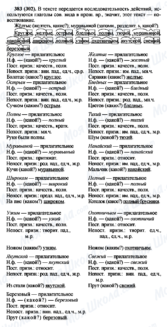 ГДЗ Російська мова 6 клас сторінка 383(302)