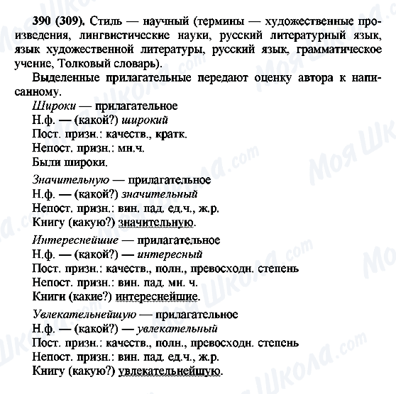 ГДЗ Російська мова 6 клас сторінка 390(309)
