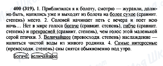 ГДЗ Русский язык 6 класс страница 400(319)