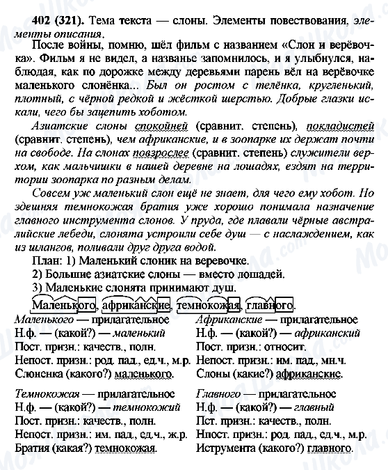 ГДЗ Російська мова 6 клас сторінка 402(321)