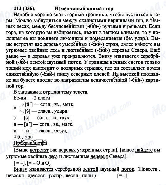 ГДЗ Російська мова 6 клас сторінка 414(336)