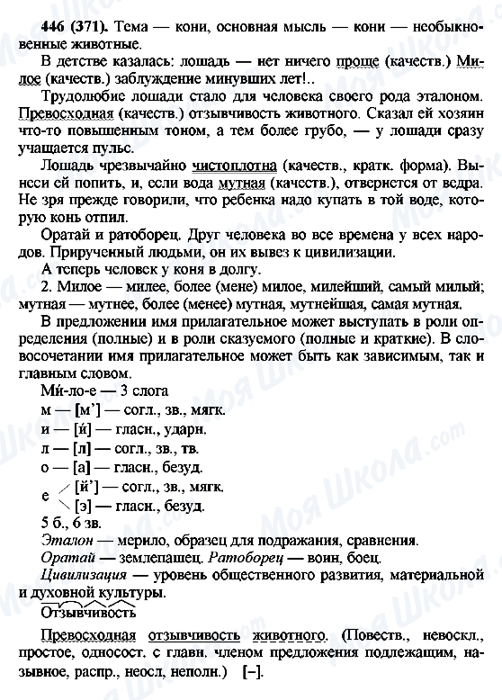 ГДЗ Русский язык 6 класс страница 446(371)