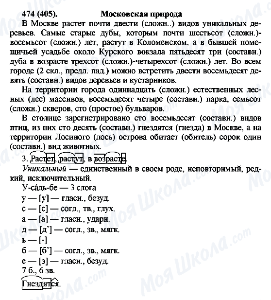 ГДЗ Російська мова 6 клас сторінка 474(405)