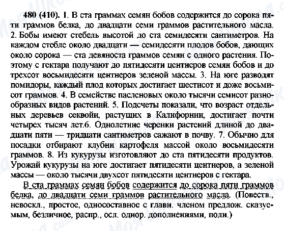 ГДЗ Російська мова 6 клас сторінка 480(410)