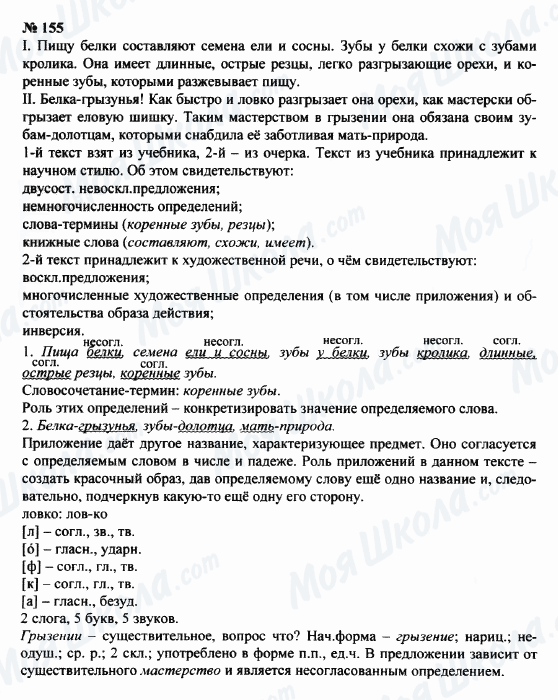 ГДЗ Російська мова 8 клас сторінка 155