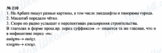 ГДЗ Російська мова 8 клас сторінка 210