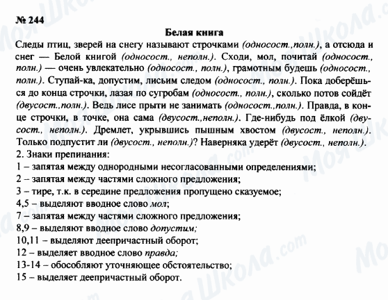 ГДЗ Російська мова 8 клас сторінка 244