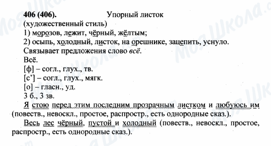 ГДЗ Російська мова 5 клас сторінка 406(406)